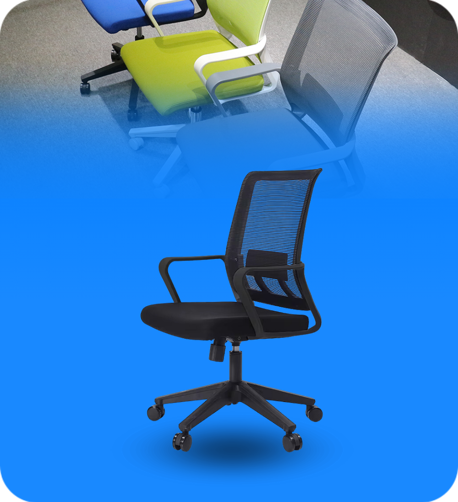 Silla de oficina MG-ZYY-057-BK De Mesh y Tela Con Respaldo Color Negro