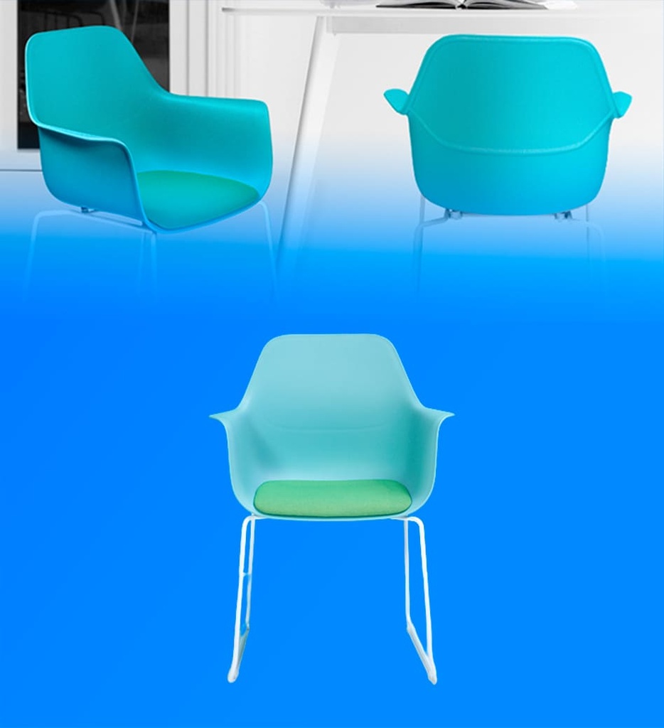 Silla de Espera WRK-KITE-CHAIR-C2 Color Menta con Asiento Verde