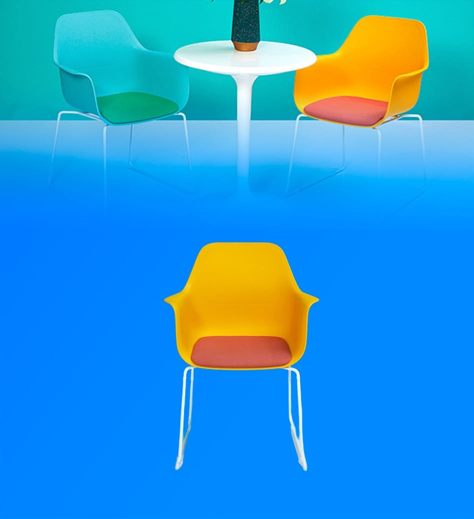 Silla de Espera WRK-KITE-CHAIR-E2 Color Naranja con Asiento Amarillo