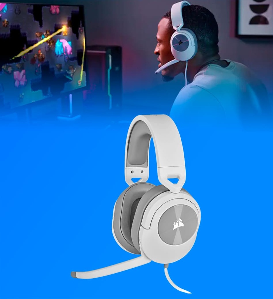Headset Gaming Corsair HS55 Con Cable 3.5 Color Blanco CA-9011261-NA