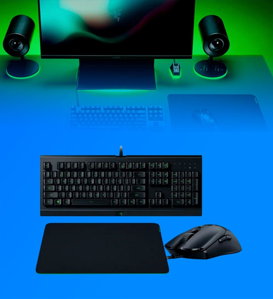 Combo Gaming Razer Teclado + Mouse + Mouse Pad Level Up Español RZ85-02741400-B311