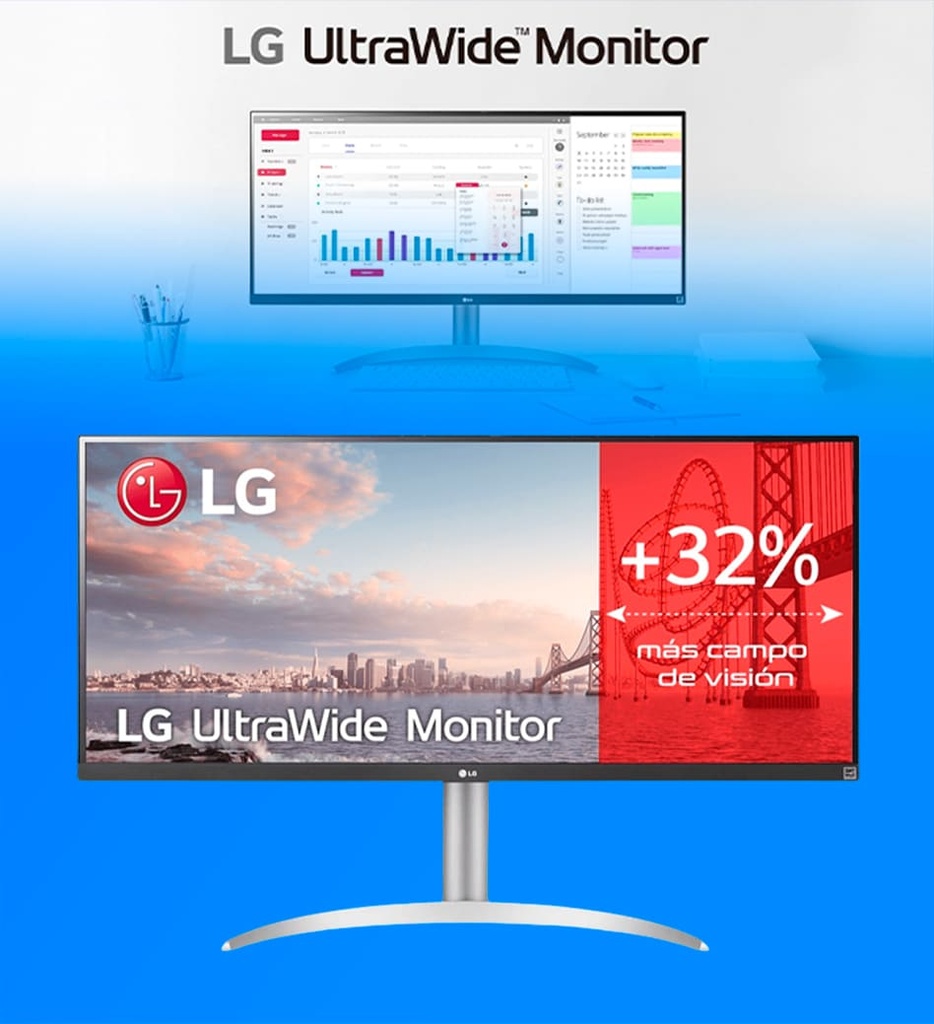 Monitor 34" Lg 34WQ650-W 2560x1440 100Hz 5Ms FHD Free Sync HDMI Display Port Usb Tipo-C