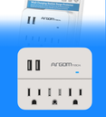 Regleta Argom ARG-AC-0266WT Triple con 2 Puertos USB y Proteccion de Sobretensiones Color Blanco