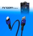 Cable Argom ARG-CB-0023BL Lightning a USB 2.0 Nylon Trenzado Color Azul Metalico