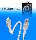 Cable Argom ARG-CB-0023WT Lightning a USB 2.0 Nylon Trenzado Color Blanco Metalico