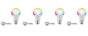 Nexxt Solutions Connectivity - Light Bulb - A19 RGB 110V 4PK - conexión WI-FI - Bombillo multicolor - Compatible con Amazon Alexa y Google Assistant - 800 Lumen - 9W(Equivalente a 60W) - 110 V/ 220 V