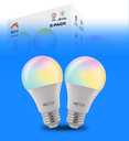 Bombilla Nexxt NHB-C1102PK Light Bulb A19 RGB 110V 2PK Multicolor Compatible con Amazon Alexa y Google Assistant 800 Lumen 9W