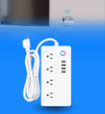 Protector Contra Sobretensiones Tuya PST-SM-SO301 Smart WiFi Input AC110-240V Output AC110-240V 10A 4xUSB Output: 5V 2.1A Alexa y Google Assistant