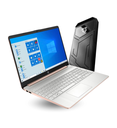 Laptop HP 15-EF2130WN AMD Ryzen 5 5500U 256GB SSD 8GB RAM 14" 1920x1080  WIN11 Home  Color Oro Rosa Palido Seminueva + Unidad de Estado Solido Externo Quimera QM-EXTZ5512 Tipo C a Tipo C RGB Metal 512GB