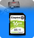 TARJETA SD 16GB SDHC CANVAS SELECT 80R CL10 UHS-I KINGSTON