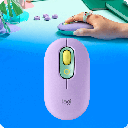 Mouse Logitech Pop Con Emoji Personalizado 4 Botones Inalambrico Bluetooth Color Lila con Menta